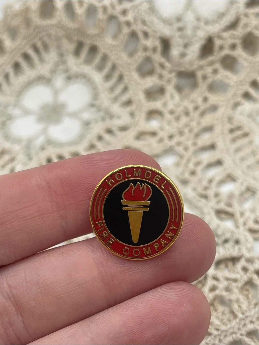 Holmdel Fire Company Enamel Torch Pin - Black & Red‎